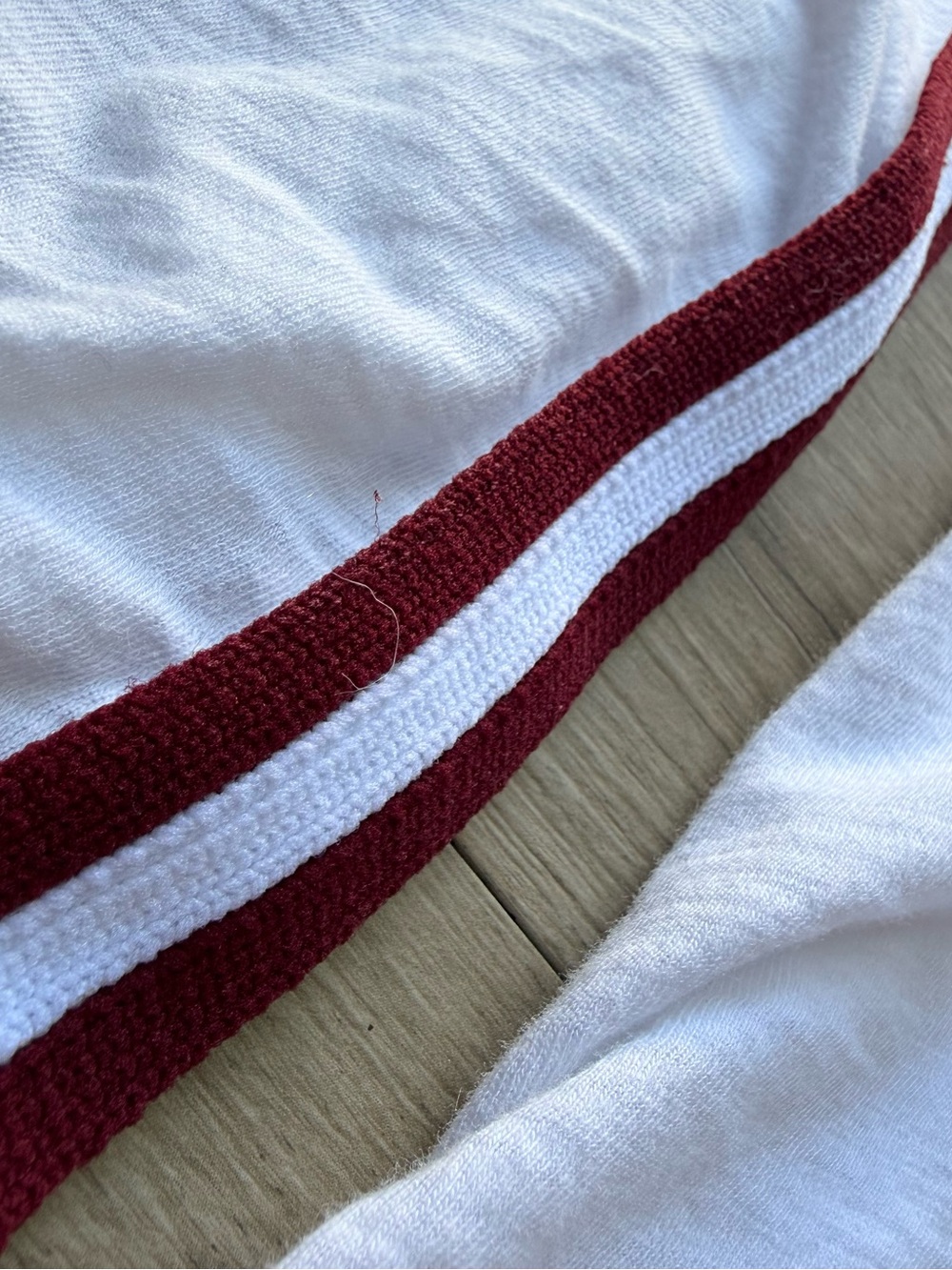 Velvet by Graham & Spencer Vintage Slub Long Sleeve Tee White Burgundy Stripe - Picture 4 of 8